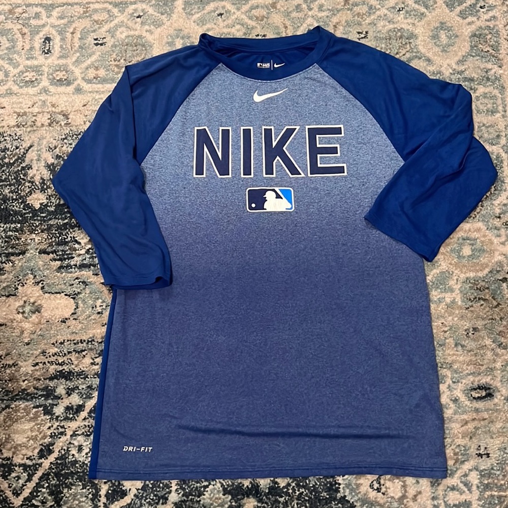 Mens MLB The Nike Athletic Cut Dri-Fit Tee | Medium, Blue